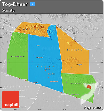 Political Map of Tog-Dheer, lighten, desaturated