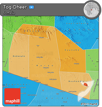 Political Shades Map of Tog-Dheer