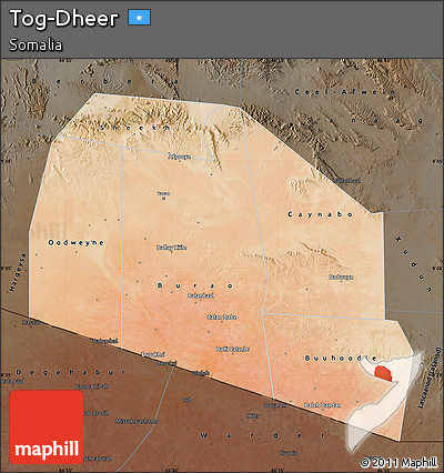 Satellite Map of Tog-Dheer, darken