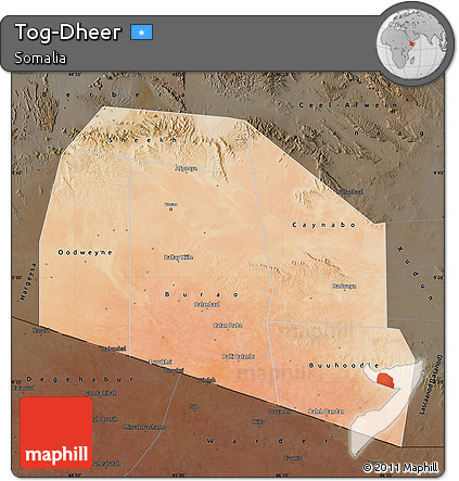 Satellite Map of Tog-Dheer, darken