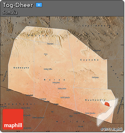 Satellite Map of Tog-Dheer, darken
