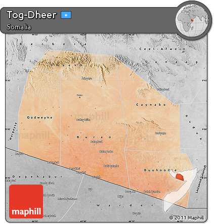 Satellite Map of Tog-Dheer, desaturated
