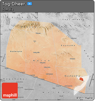 Satellite Map of Tog-Dheer, desaturated
