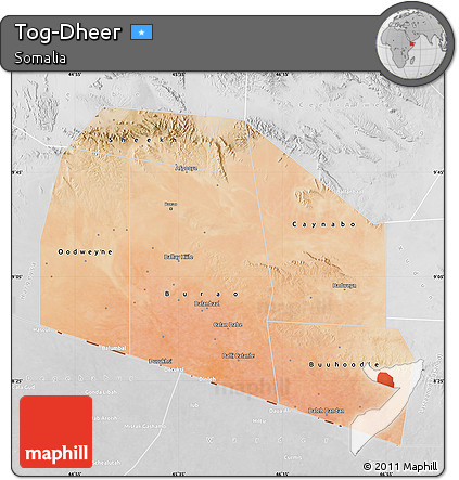 Satellite Map of Tog-Dheer, lighten, desaturated