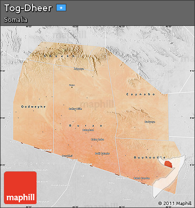 Satellite Map of Tog-Dheer, lighten, desaturated
