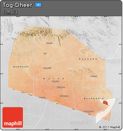 Satellite Map of Tog-Dheer, lighten, desaturated