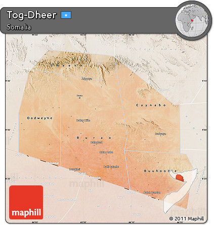 Satellite Map of Tog-Dheer, lighten