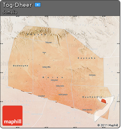 Satellite Map of Tog-Dheer, lighten