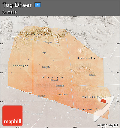 Satellite Map of Tog-Dheer, lighten, semi-desaturated