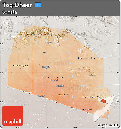 Satellite Map of Tog-Dheer, lighten, semi-desaturated
