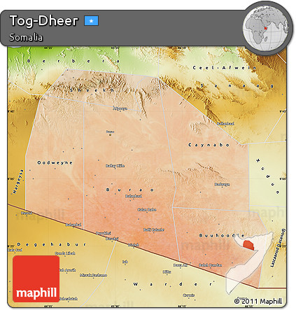 Satellite Map of Tog-Dheer, physical outside
