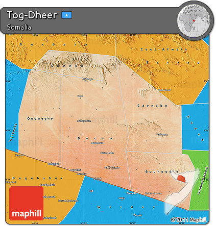 Satellite Map of Tog-Dheer, political outside