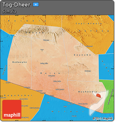 Satellite Map of Tog-Dheer, political outside