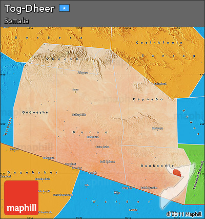 Satellite Map of Tog-Dheer, political outside