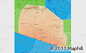 Satellite Map of Tog-Dheer, political shades outside