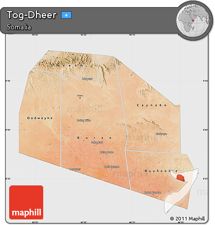 Satellite Map of Tog-Dheer, single color outside