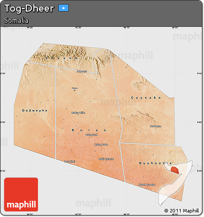 Satellite Map of Tog-Dheer, single color outside