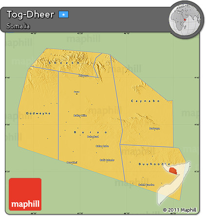 Savanna Style Map of Tog-Dheer, single color outside