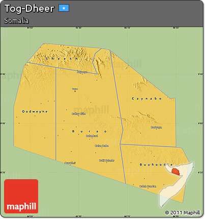 Savanna Style Map of Tog-Dheer, single color outside