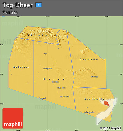 Savanna Style Map of Tog-Dheer, single color outside