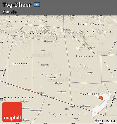 Shaded Relief Map of Tog-Dheer