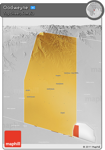 Physical 3D Map of Oodweyne, lighten, desaturated