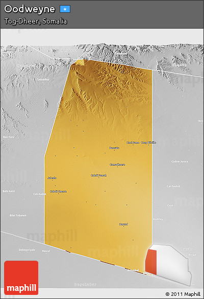 Physical 3D Map of Oodweyne, lighten, desaturated