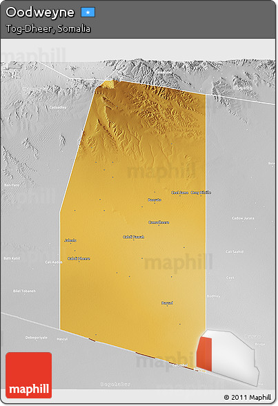 Physical 3D Map of Oodweyne, lighten, desaturated