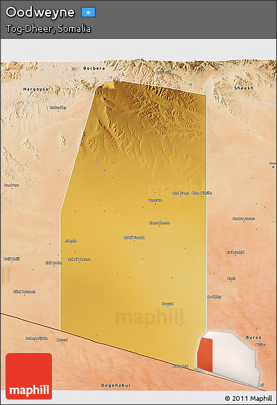 Physical 3D Map of Oodweyne, satellite outside