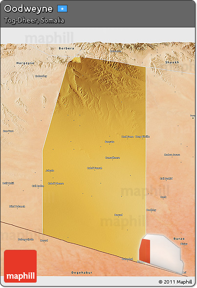 Physical 3D Map of Oodweyne, satellite outside