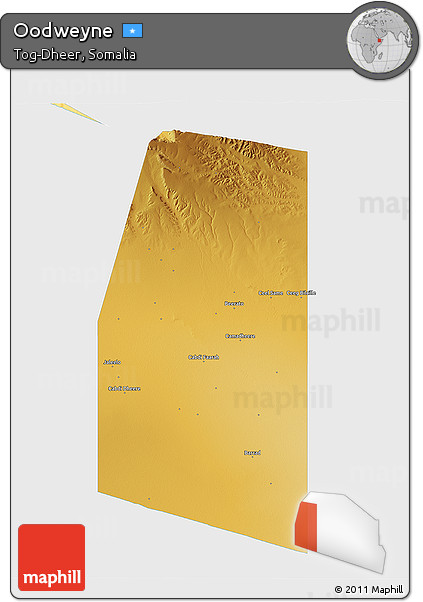 Physical 3D Map of Oodweyne, single color outside