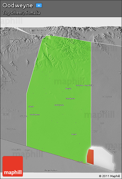Political 3D Map of Oodweyne, desaturated
