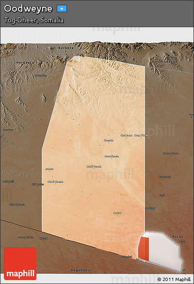 Satellite 3D Map of Oodweyne, darken