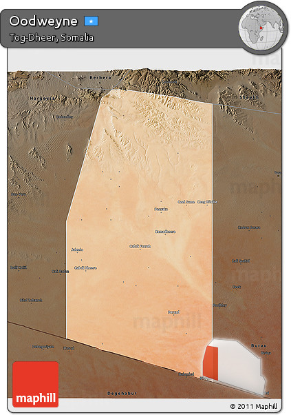 Satellite 3D Map of Oodweyne, darken