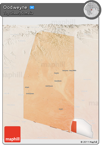 Satellite 3D Map of Oodweyne, lighten
