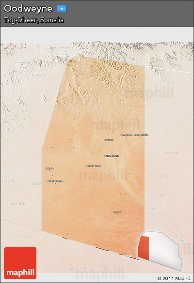 Satellite 3D Map of Oodweyne, lighten