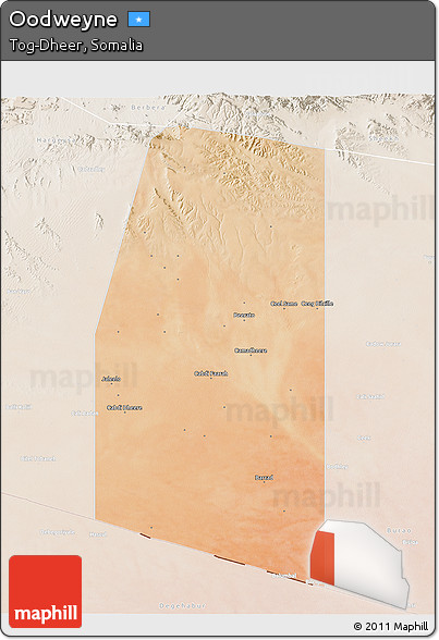 Satellite 3D Map of Oodweyne, lighten