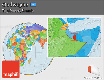 Political Location Map of Oodweyne