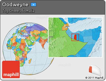Political Location Map of Oodweyne