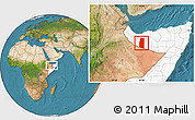 Satellite Location Map of Oodweyne, highlighted country