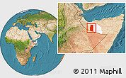 Satellite Location Map of Oodweyne, highlighted parent region