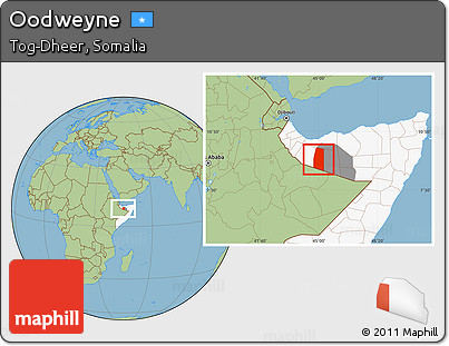 Savanna Style Location Map of Oodweyne, highlighted country, highlighted parent region