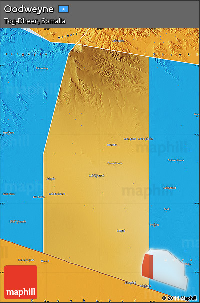 Physical Map of Oodweyne, political outside