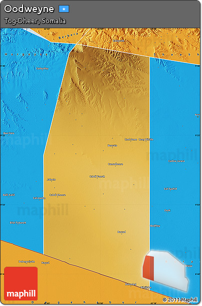 Physical Map of Oodweyne, political outside