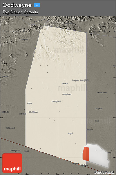 Shaded Relief Map of Oodweyne, darken