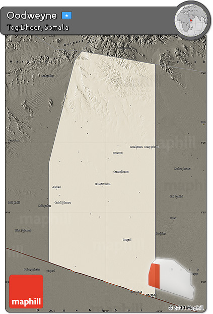 Shaded Relief Map of Oodweyne, darken