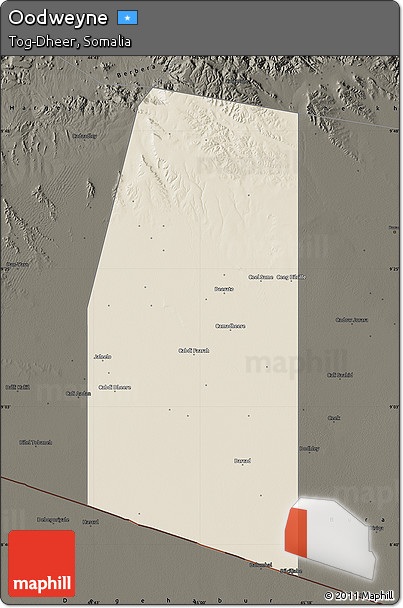 Shaded Relief Map of Oodweyne, darken