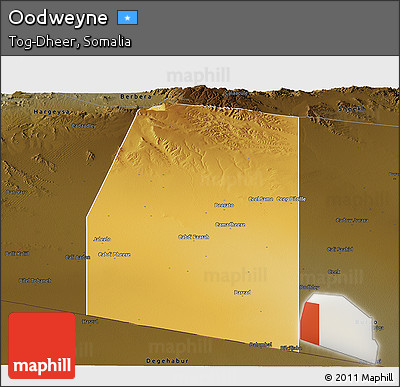 Physical Panoramic Map of Oodweyne, darken