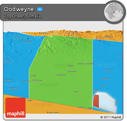 Political Panoramic Map of Oodweyne