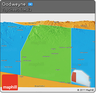 Political Panoramic Map of Oodweyne